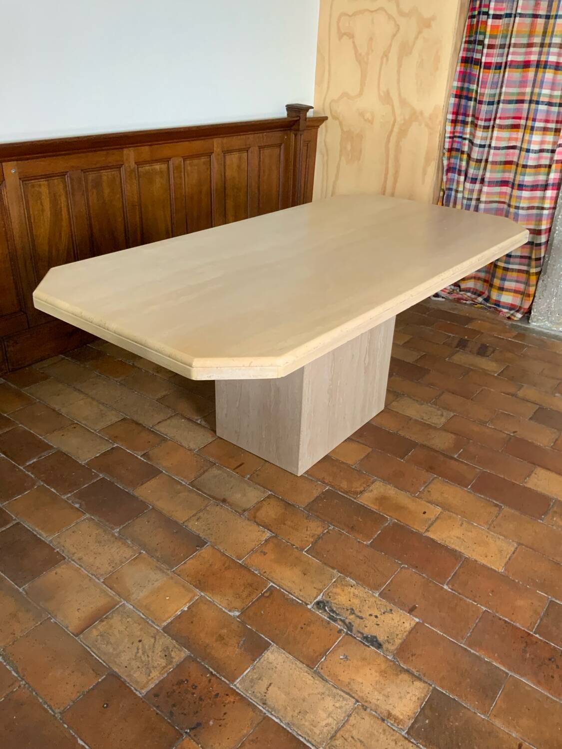 Travertine dining table