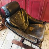 "Kroken" armchair in leather by Ake Fribytter for Nelo Möbel Sweden 1970