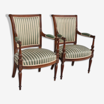 Pair of Louis XVI style chairs late XIXth