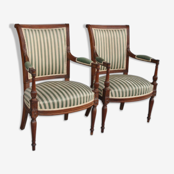 Paire de fauteuils de style Louis XVI fin XIXème