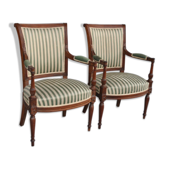 Paire de fauteuils de style Louis XVI fin XIXème