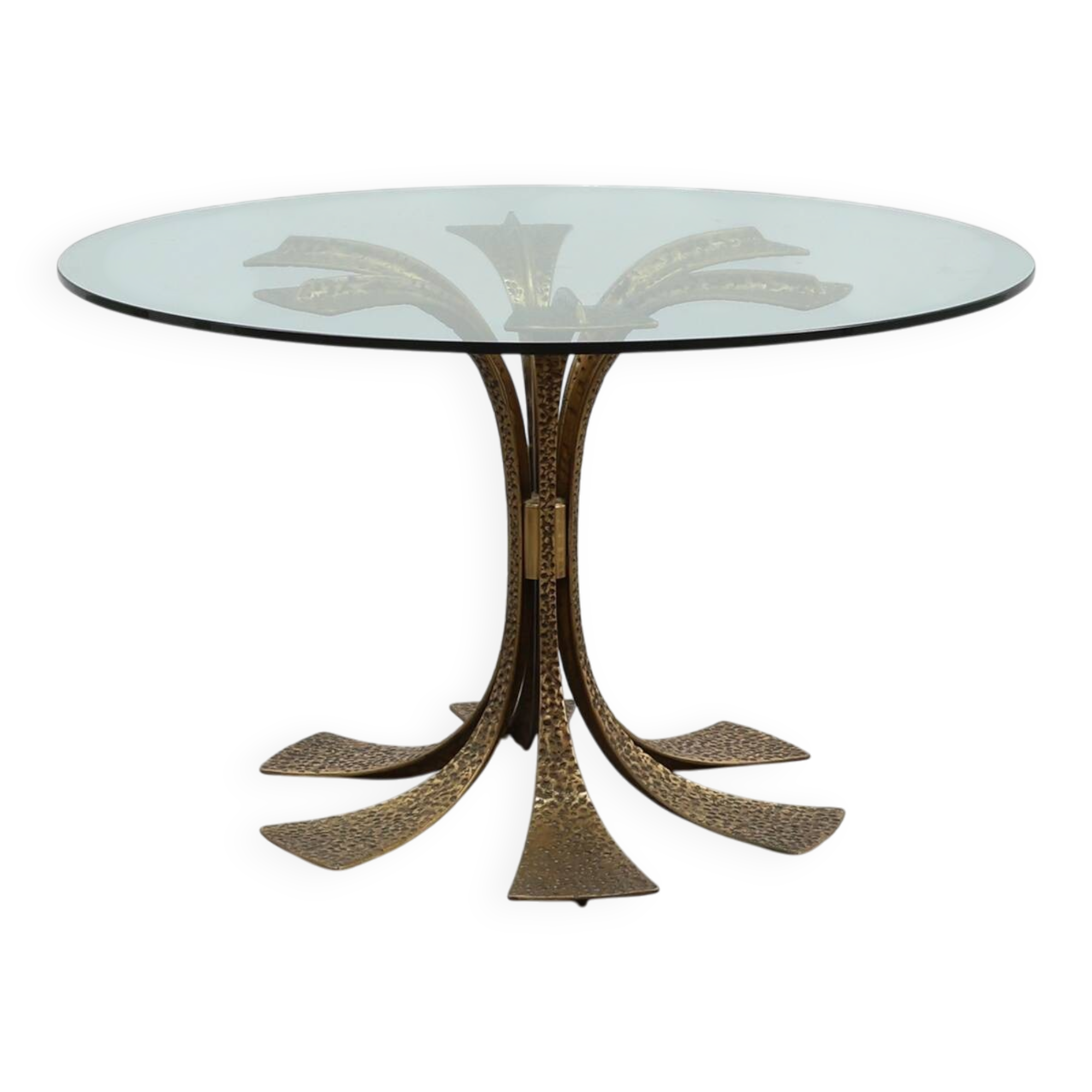 Hammered Bronze Table by Luciano Frigerio for Frigerio di Desio, Italy ca.