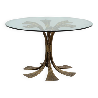 Hammered Bronze Table by Luciano Frigerio for Frigerio di Desio, Italy ca.