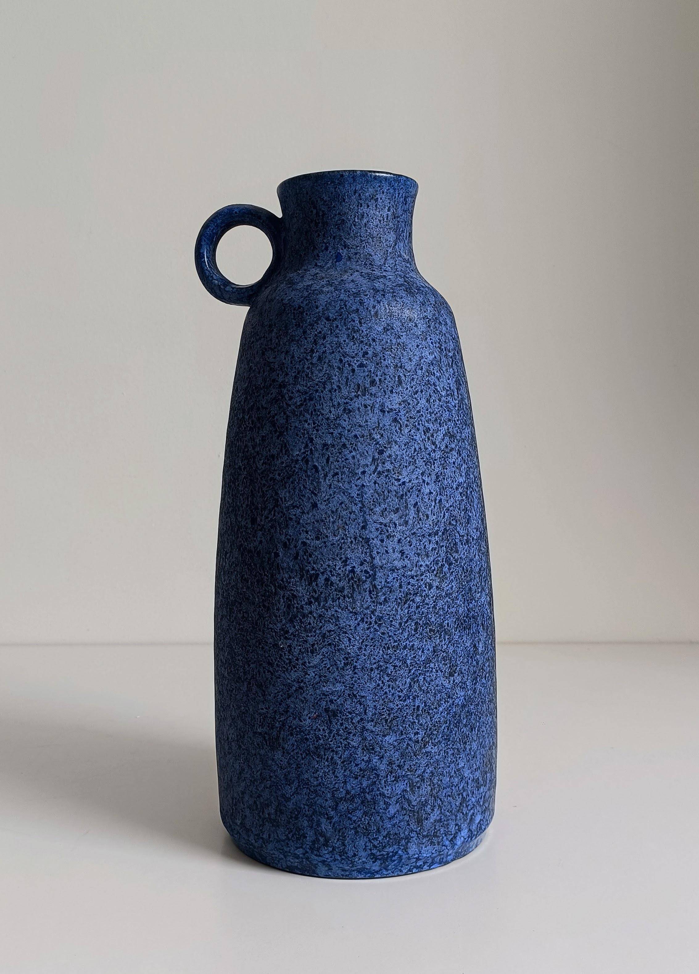 Mid-Century Ceramic Jug Vase by Ceramano, Blue Glaze, West Germany