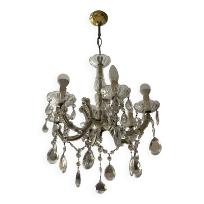 Lustre ancien pampilles  5 branches murano