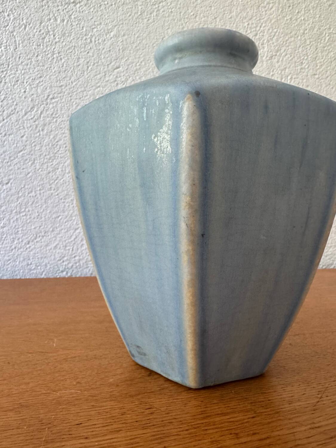 Sky blue ceramic Art Deco vase