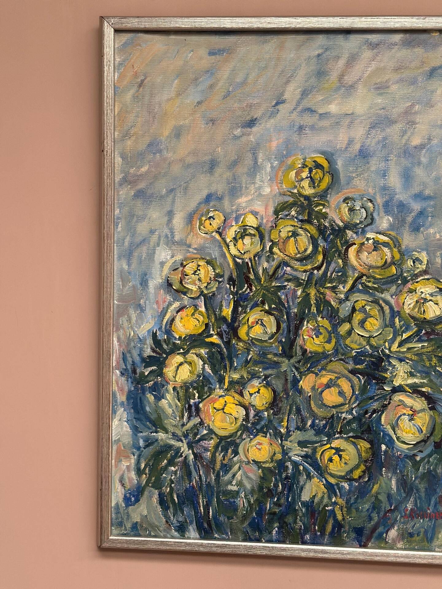 Swedish Oil on Canvas – “Flower” by S. Koskinen – Dated 1978