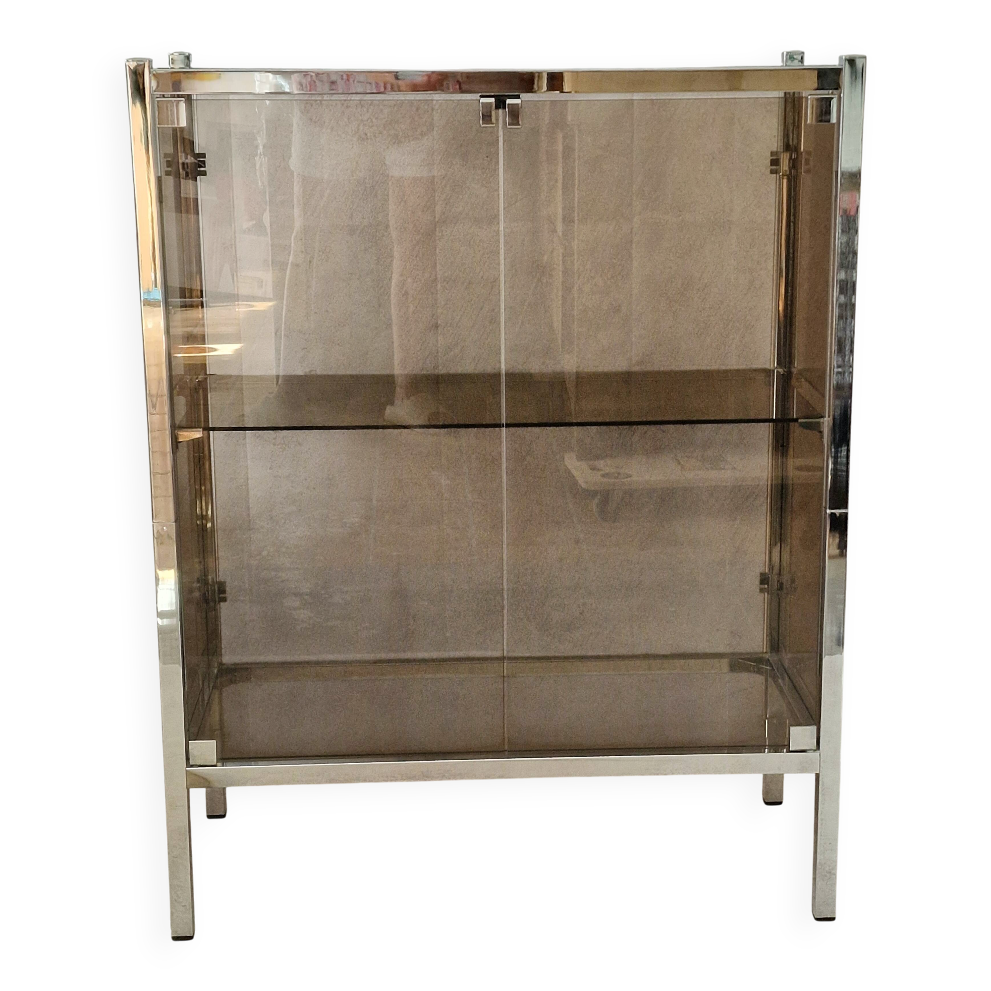 Smoked glass and stainless steel shelf