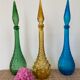 Set of 3 large Empoli decanters from the 60s