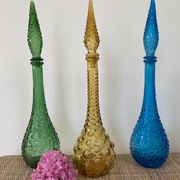 Set of 3 large Empoli decanters from the 60s