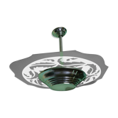 Lustre art déco des années 1920 avec verre transparent et opalisé, structure métal argenté