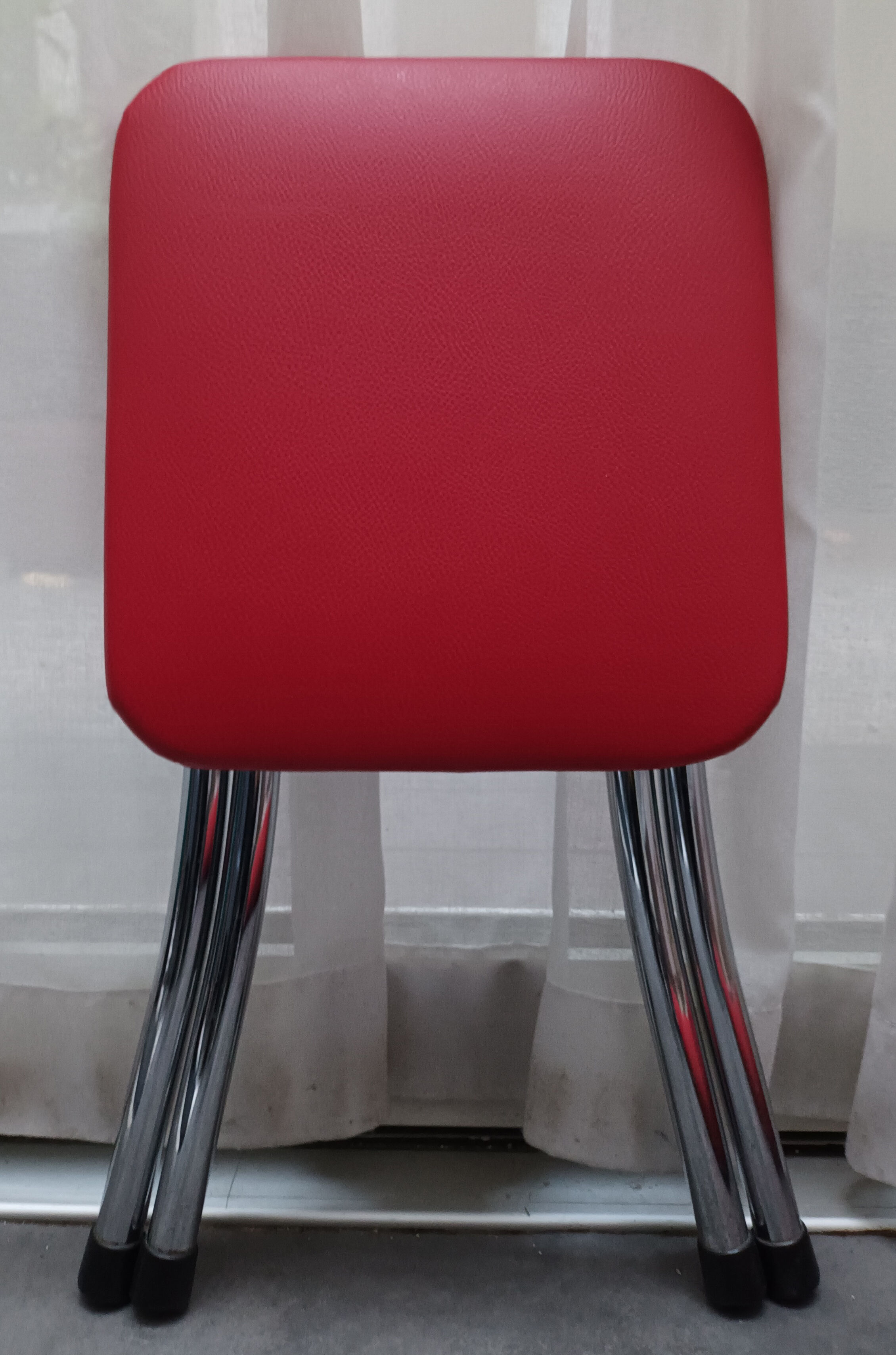 Vintage 60s folding stool Branbantia chrome and red skai