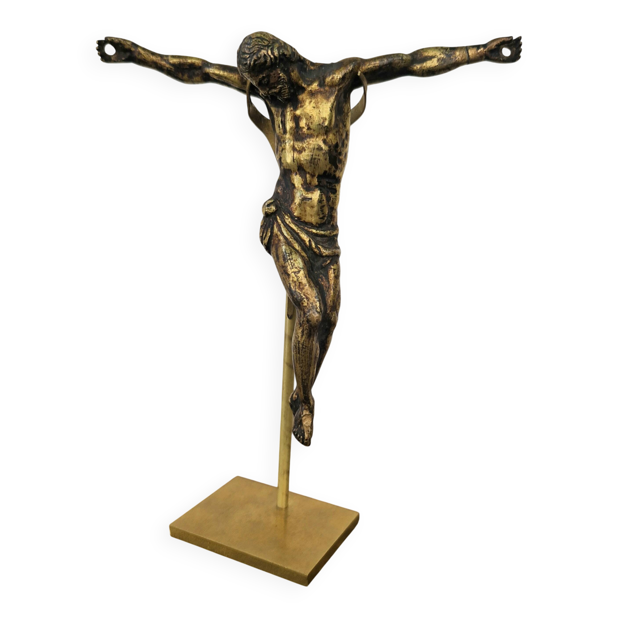 Ancient bronze Christ on a contemporary base