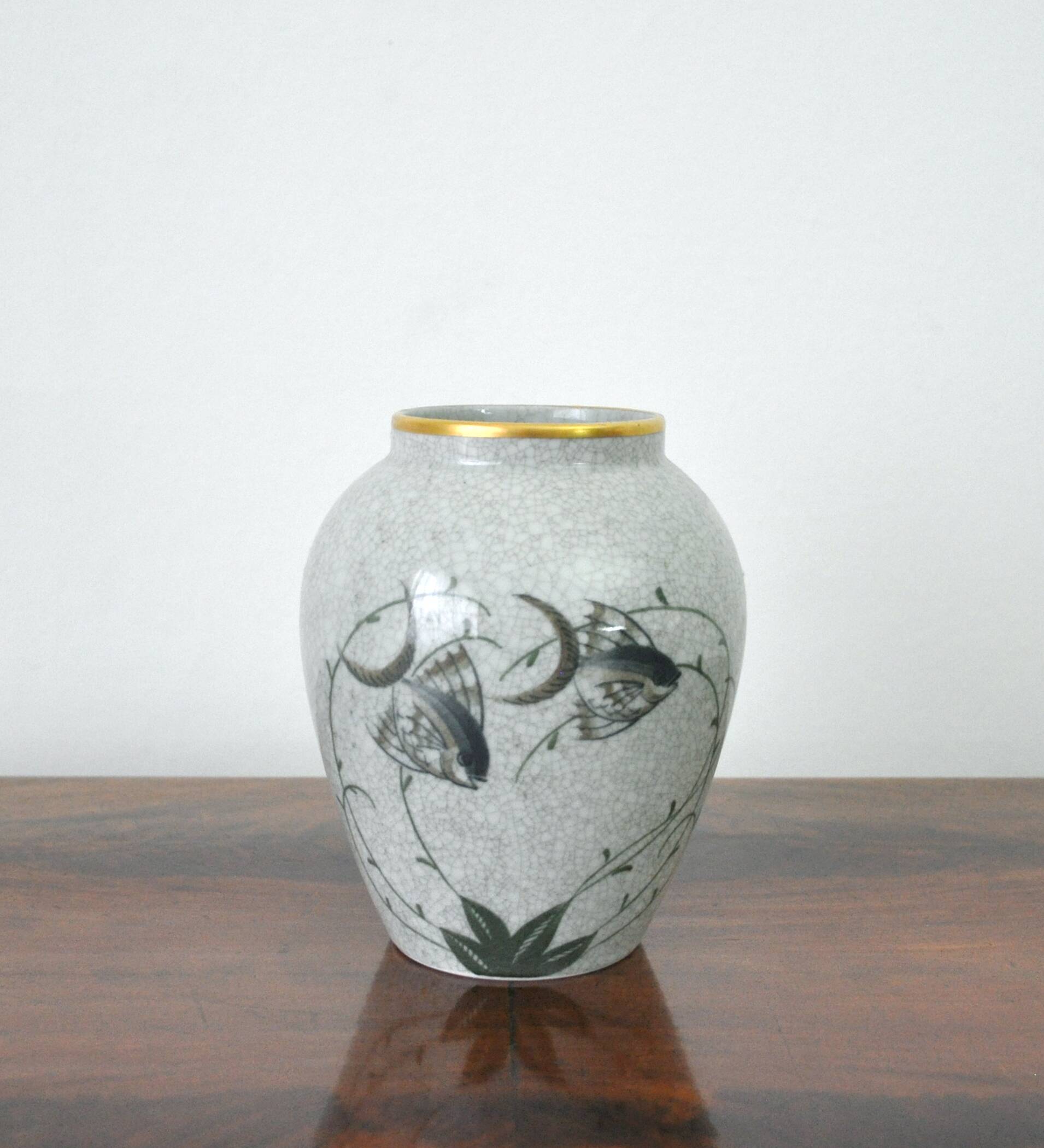 Craquele glaze porcelain Vase, Lyngby Porcelain, 1930-40s