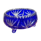 Saladier en cristal taillé bleu