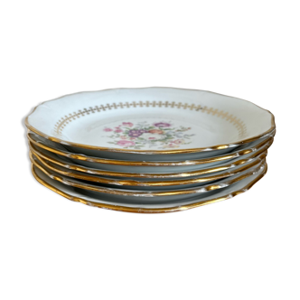 Service of 6 vintage floral porcelain plates
