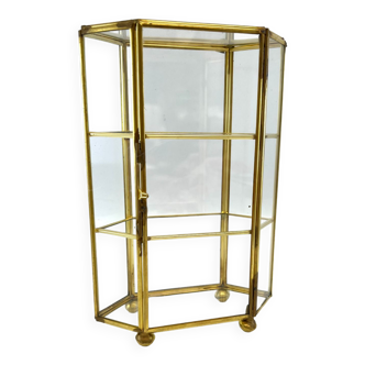 Glass and brass jewelry showcase