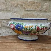 Old serving dish, vegetable dish, soup tureen without lid, flower decoration