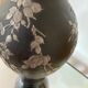 Vase vintage  en verre noir et étain