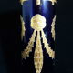 Vase Jugendstil en bleu cobalt avec guirlandes en email doré