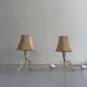 Paire de lampes de chevet du milieu du siècle en laiton et abat-jour en tissu, années 1960, Allemagne