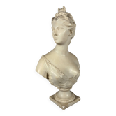 White marble sculpture, bust of Diana after Houdon (1741-1828)