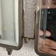 Vintage 1920s triptych barber mirror Art Deco hexagonal crystal - 33 x 78 cm