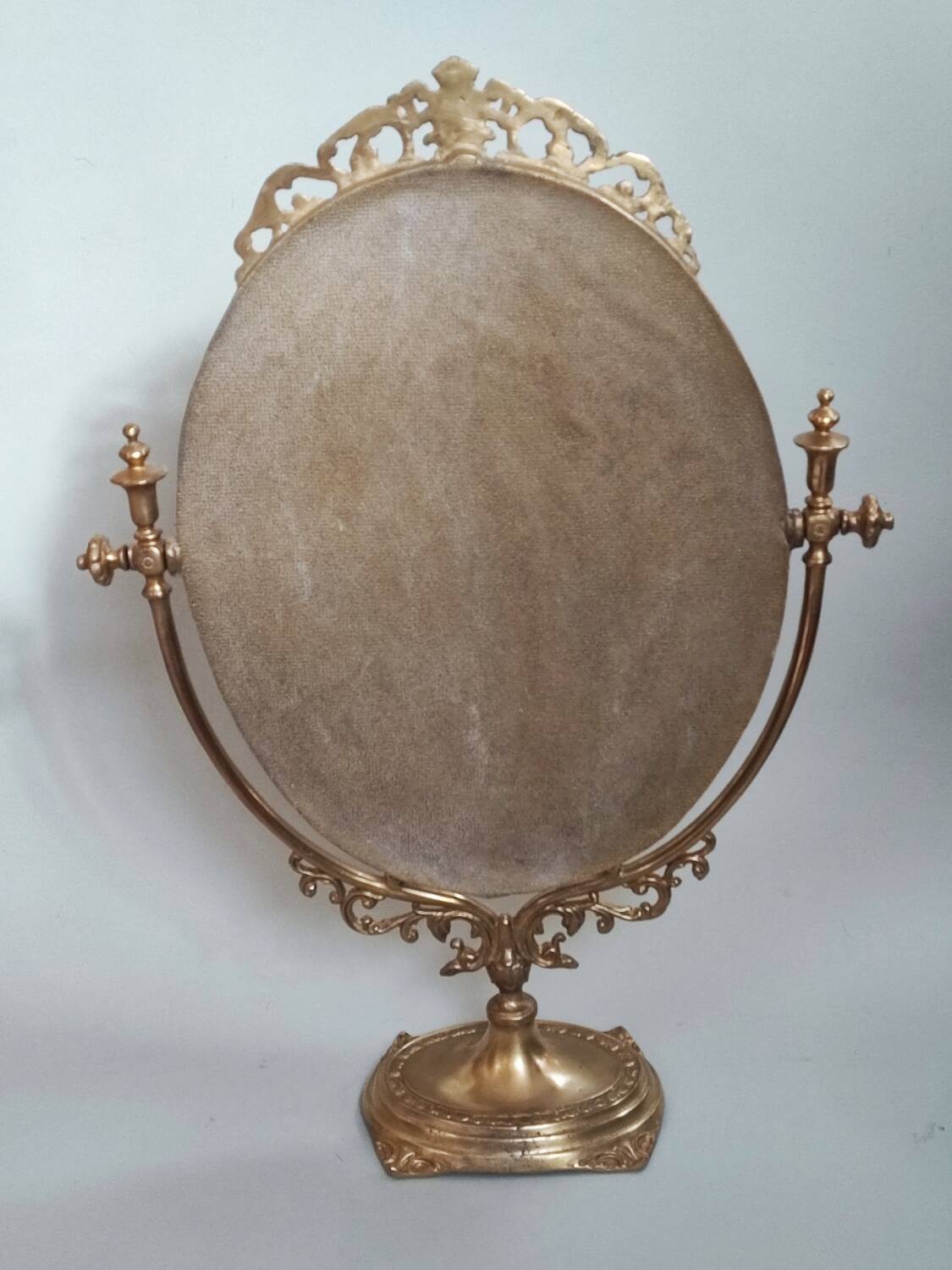 Brass table makeup mirror