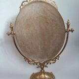 Brass table makeup mirror