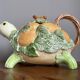 Fitz & Floyd ff1986 turtle jug or teapot with oranges and leaves, american majolica tableware