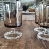 Set of 6 vintage sweet white wine glasses Luminarc smoked Sweden model