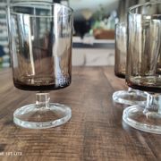 Set of 6 vintage sweet white wine glasses Luminarc smoked Sweden model