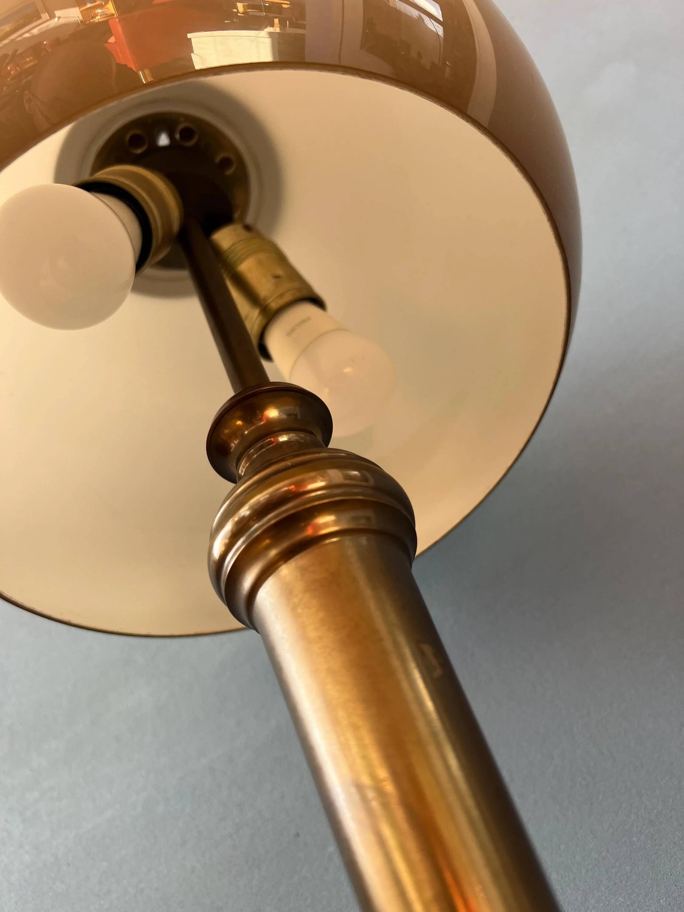 Lampe de table champignon vintage avec base en laiton