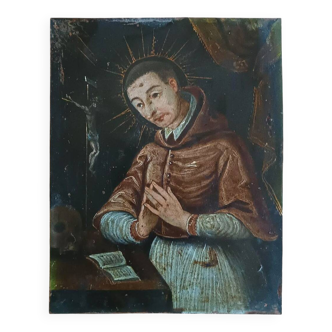 Peinture ancienne sur cuivre - Saint Charles Borromée - École italienne, XVIIe siècle