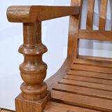 Old colonial varangue bench in teak – mid 20th century