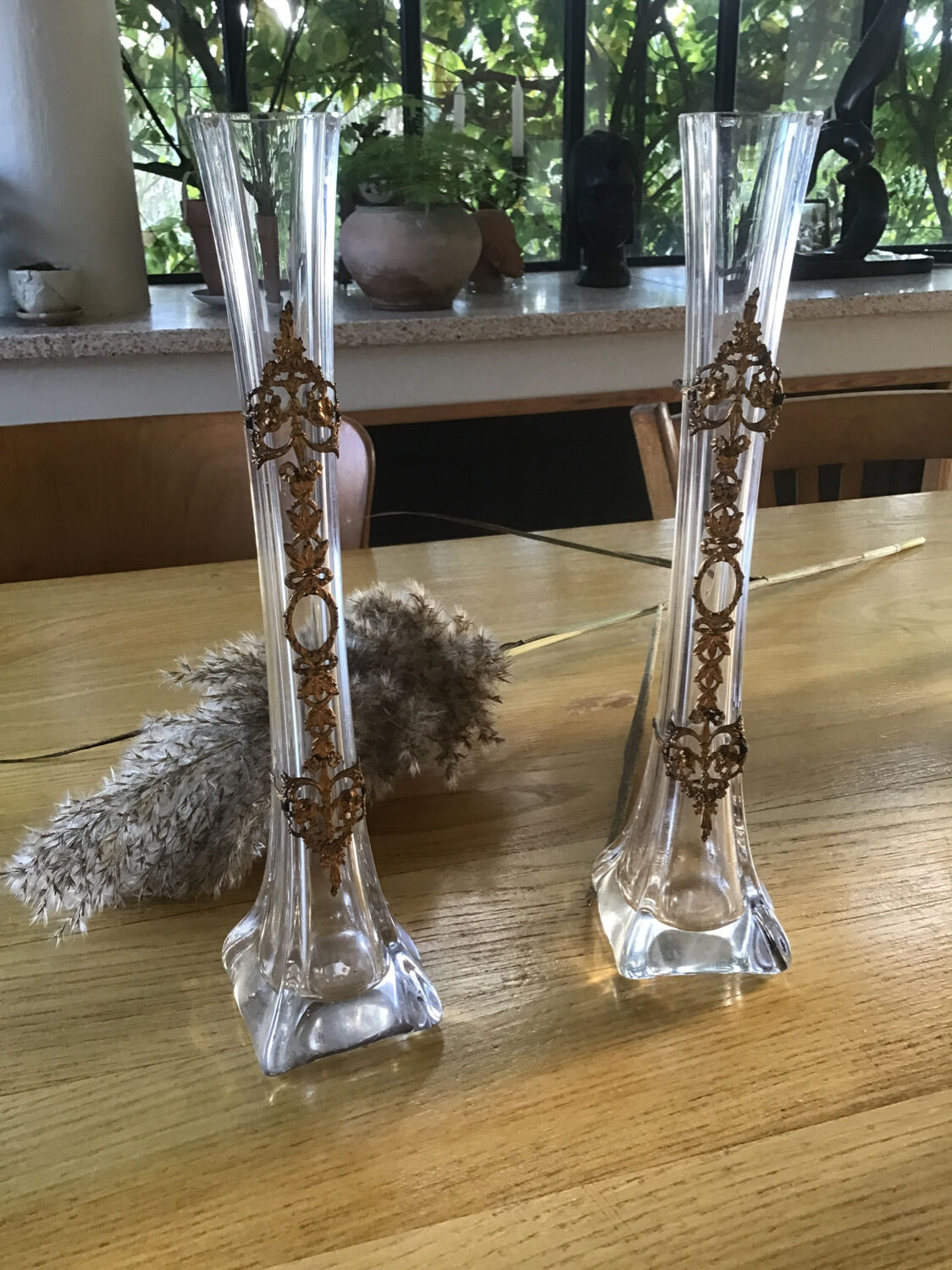 Paire de vases soliflore en verre