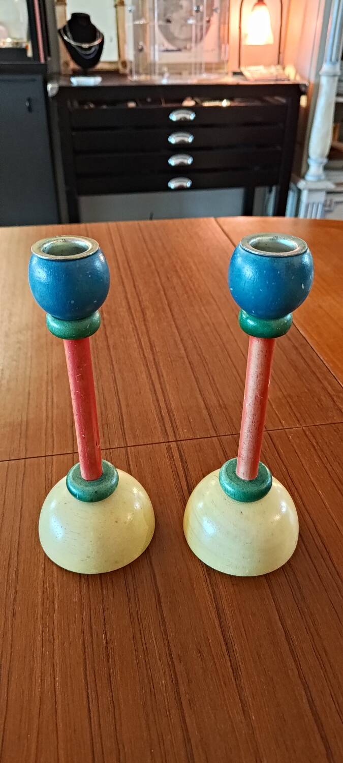 Vintage wooden candlesticks