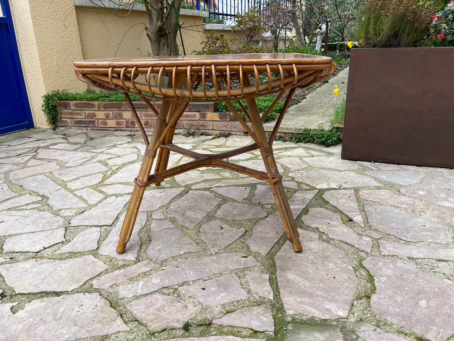 Vintage rattan coffee table
