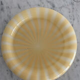 Cendrier verre rond vintage rayé jaune & blanc