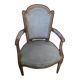 Pair of cabriolet armchairs in light grey and dark grey Louis XV style.