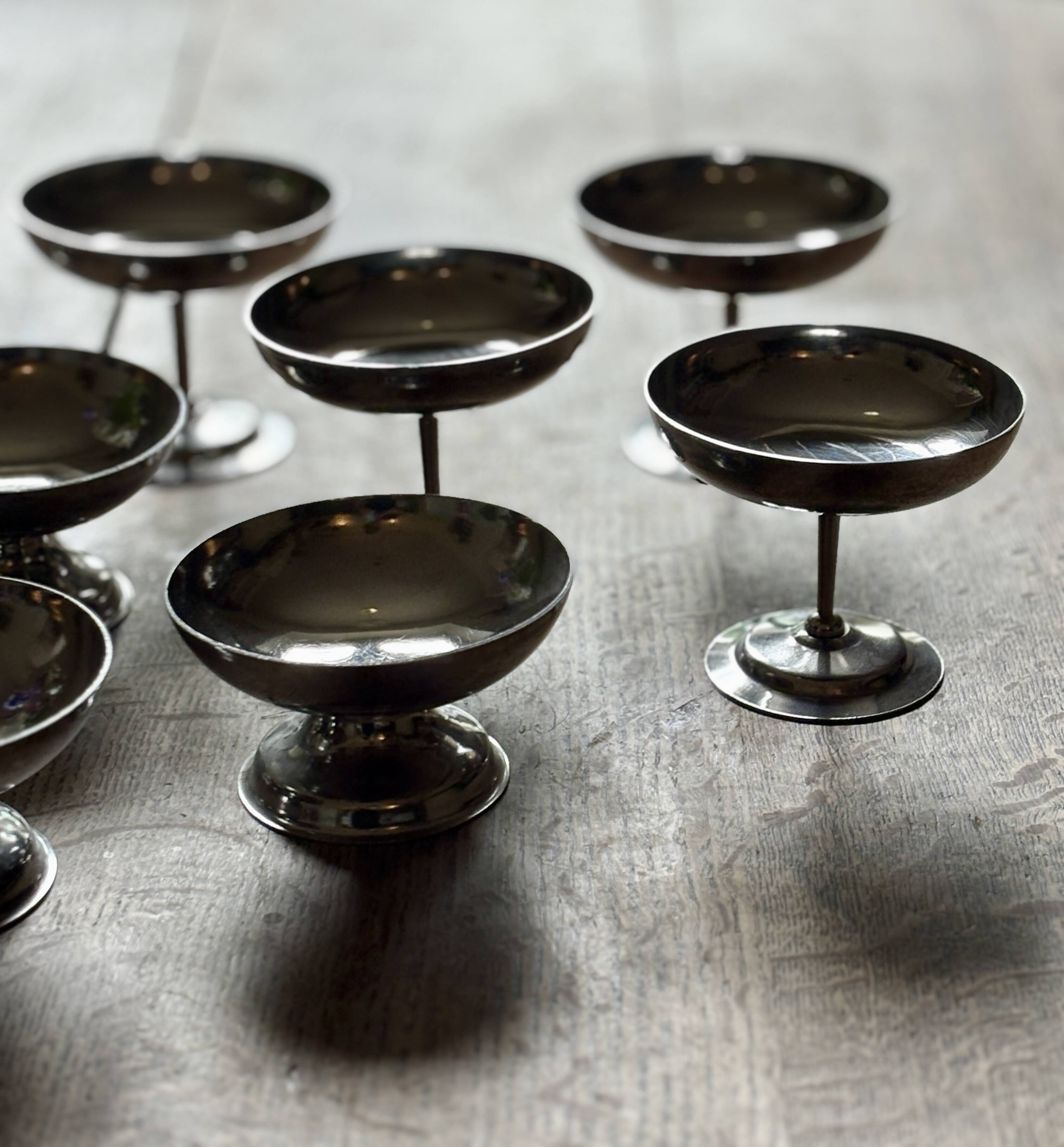 Set of 9 vintage silver-plated dessert bowls.
