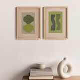 Painting on old paper - B48 and B66 - abstract paintings signed Eawy