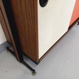 Vintage Italian modular shelving unit in melamine with wood decor