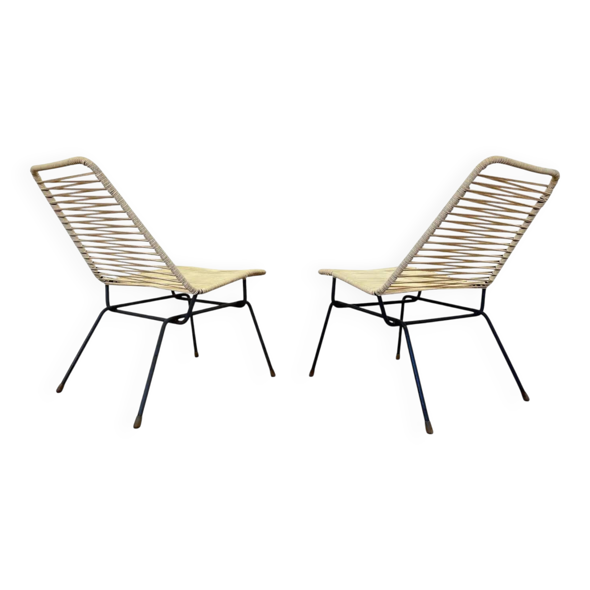 Paire de chaises d'appoint Spaghetti, design des années 1970 - Tchécoslovaquie