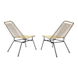 Paire de chaises d'appoint Spaghetti, design des années 1970 - Tchécoslovaquie