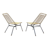 Paire de chaises d'appoint Spaghetti, design des années 1970 - Tchécoslovaquie