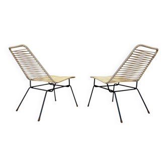 1970s Mid-century design pair of Spaghetti side chairs - Czechoslovakia