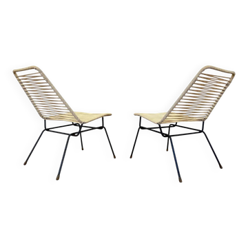 1970s Mid-century design pair of Spaghetti side chairs - Czechoslovakia