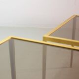 Solid Brass Side Tables with Smokey Glass Top by Vereinigte Werkstatten 70s