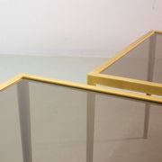 Solid Brass Side Tables with Smokey Glass Top by Vereinigte Werkstatten 70s
